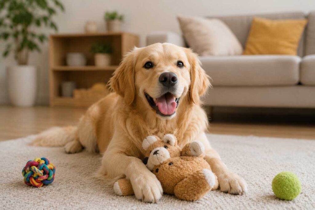 犬がリラックスして遊んでいる自然な表情のイメージ